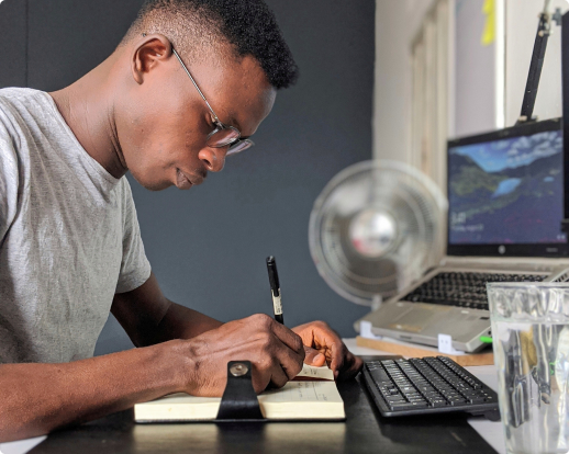 Guy working on a new design